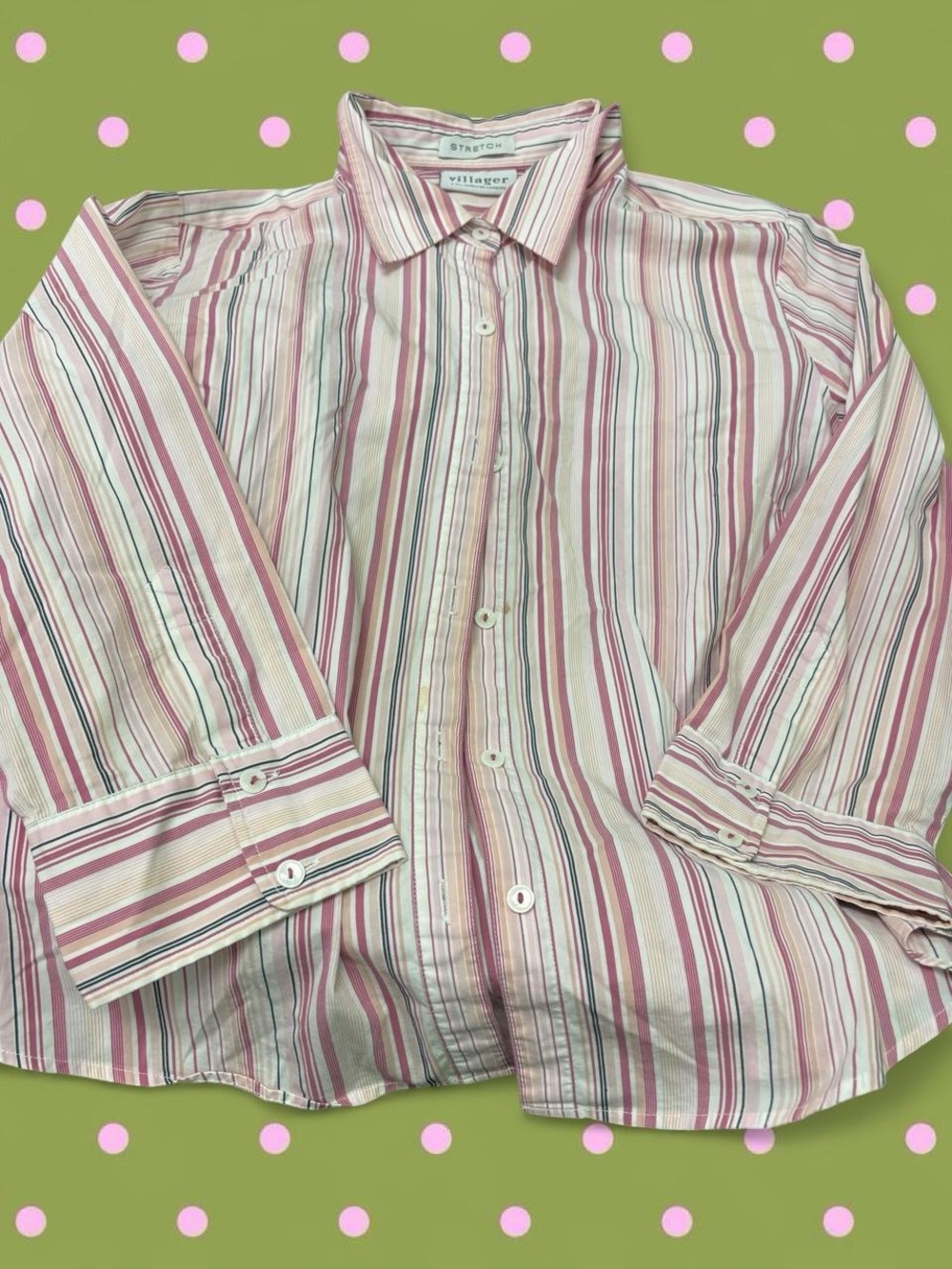 Liz Claiborne Pink and White Striped Men's Dress Shirt